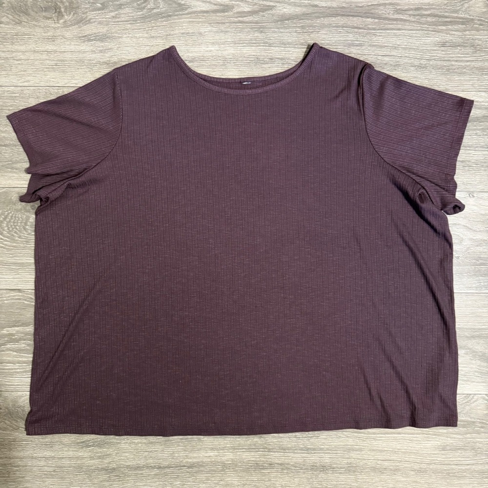 Old Navy Womens 4X T-Shirt Plum Purple Ribbed Knit Short‎ Sleeve Oversized Top
